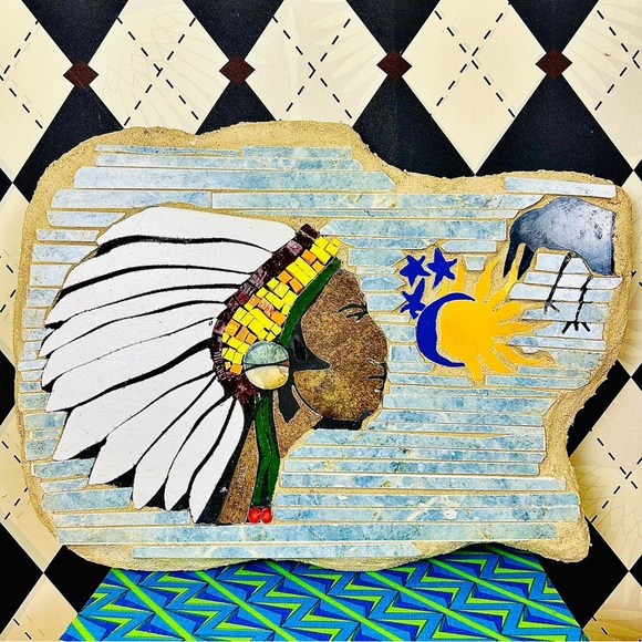 Original Mary Taddie 16” Native American Mosaic Tile Panel Southwest Style - Picture 8 of 11